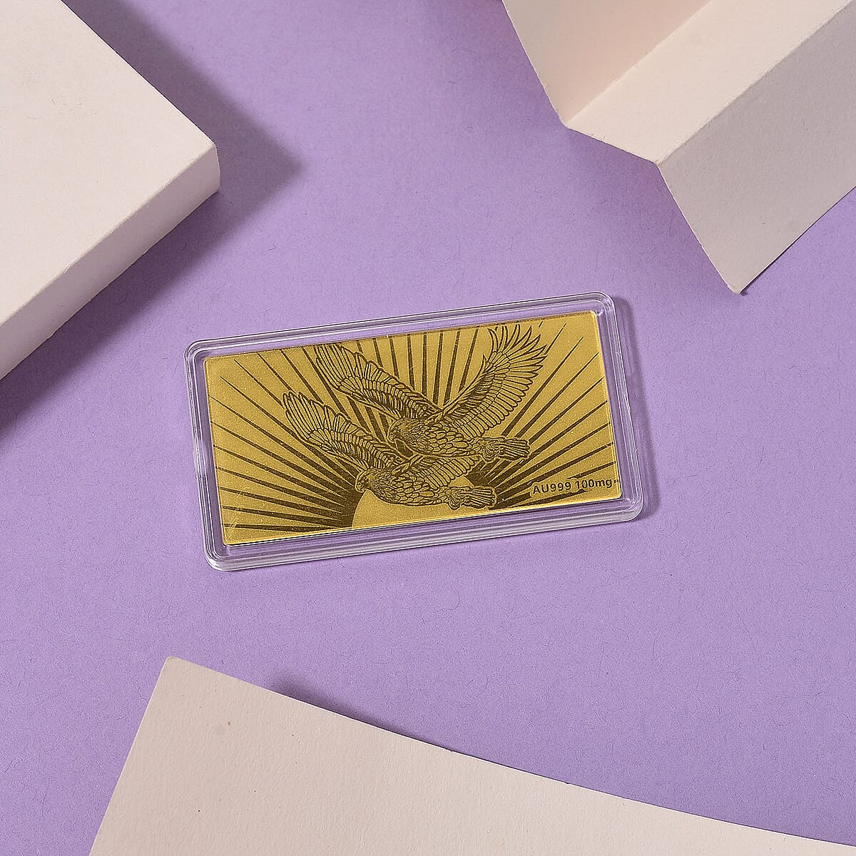 Doorbuster 24K Golden Twin Eagles Strength & Power Emboss Sheet 55x30mm (100mg) image number 1