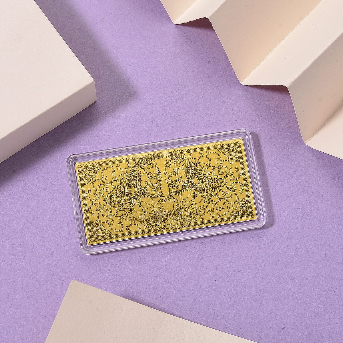 24K Golden Yin & Yang Pixiu Emboss Sheet 55x30mm 100mg image number 1