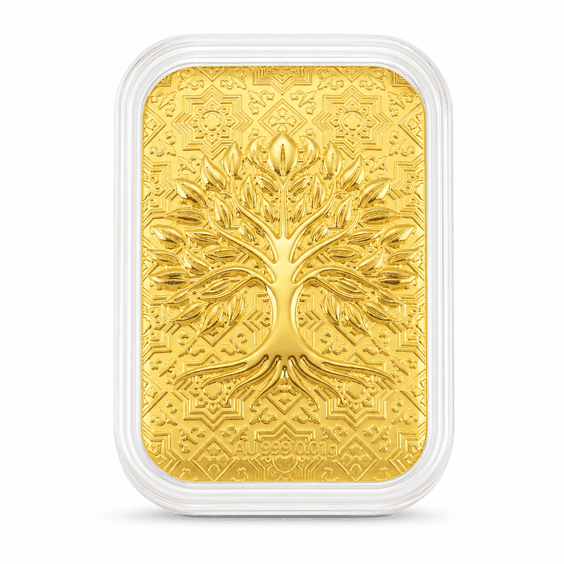 24K Golden Tree of Life Emboss Sheet 31x45.5mm 10mg