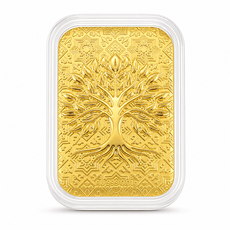 24K Golden Tree of Life Emboss Sheet 31x45.5mm 10mg