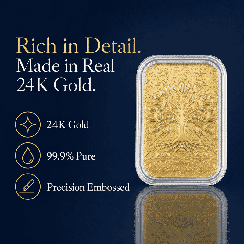 24K Golden Tree of Life Emboss Sheet 31x45.5mm 10mg