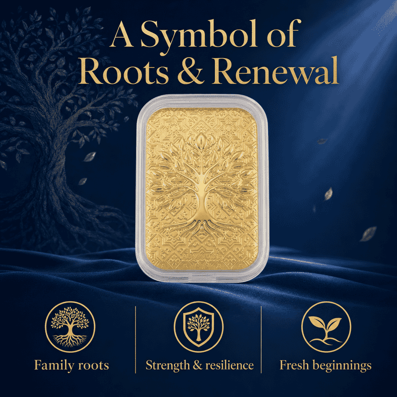 24K Golden Tree of Life Emboss Sheet 31x45.5mm 10mg