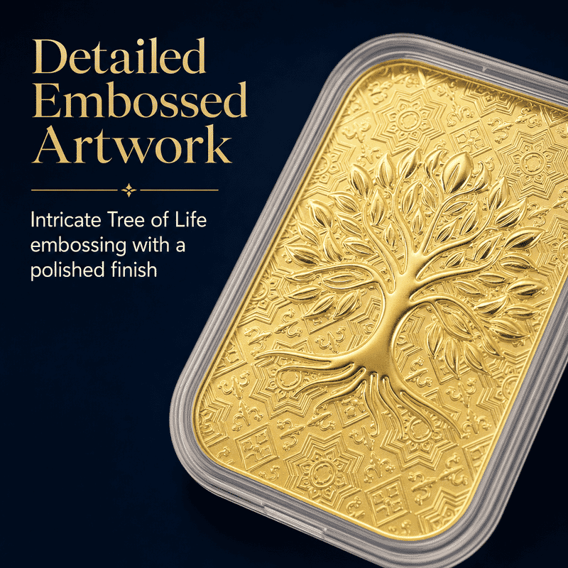 24K Golden Tree of Life Emboss Sheet 31x45.5mm 10mg