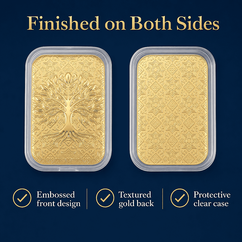24K Golden Tree of Life Emboss Sheet 31x45.5mm 10mg (Del. In 10-12 Days)