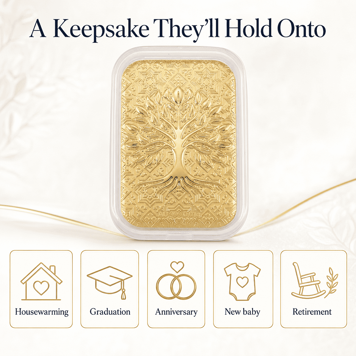 24K Golden Tree of Life Emboss Sheet 31x45.5mm 10mg (Del. In 10-12 Days) image number 5