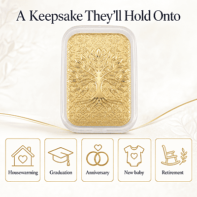 24K Golden Tree of Life Emboss Sheet 31x45.5mm 10mg