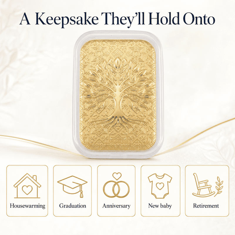 24K Golden Tree of Life Emboss Sheet 31x45.5mm 10mg