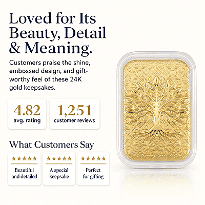 24K Golden Tree of Life Emboss Sheet 31x45.5mm 10mg