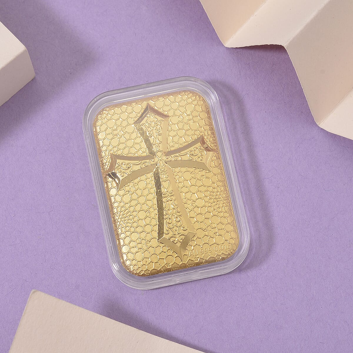 Doorbuster 24K Golden Line of Faith Cross Emboss Sheet 31x45.5mm 10mg image number 1