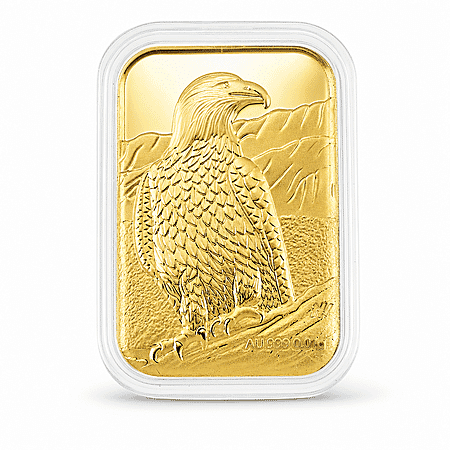 24K Gold American Bald Eagle – Symbol of Freedom & Strength Embossed Sheet 31x45.5mm 10mg - Product card gallery slide 1 (10178078671161)