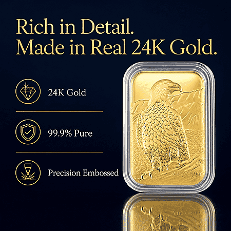 24K Gold American Bald Eagle – Symbol of Freedom & Strength Embossed Sheet 31x45.5mm 10mg - Product card gallery slide 2 (10178078671161)