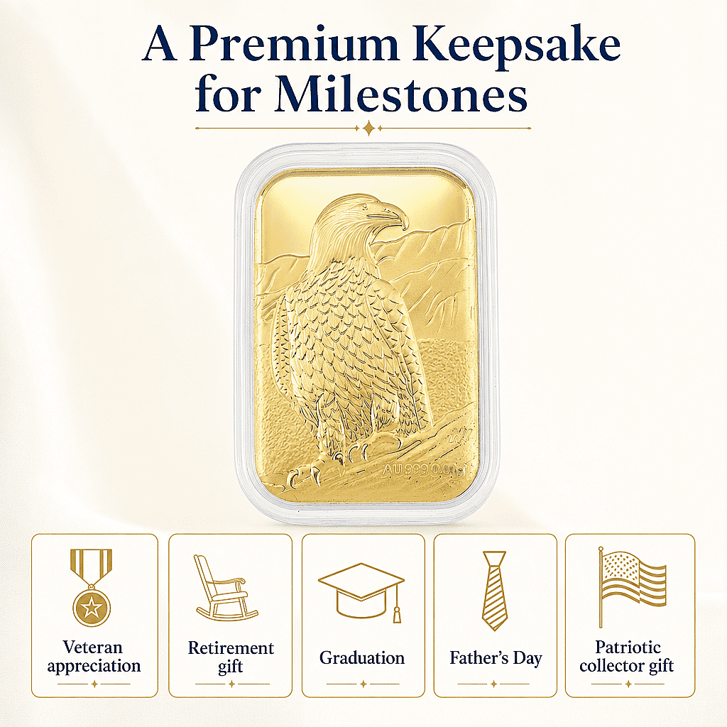 Bald Eagle 24k Gold Embossed Sheet 10mg