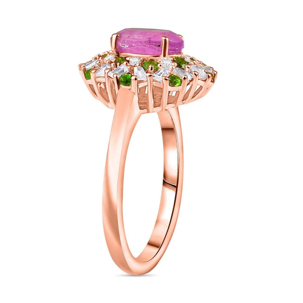 D'Joy Ilakaka Hot Pink Sapphire (FF) and Multi Gemstone 2.90 ctw Blush Blossom Ring in 18K Vermeil Rose Gold Over Sterling Silver (Size 10.0) image number 3
