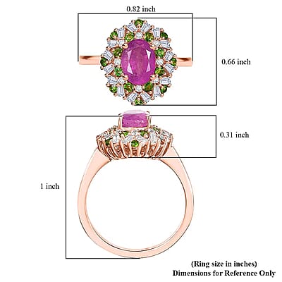 D'Joy Ilakaka Hot Pink Sapphire (FF) and Multi Gemstone 2.90 ctw Blush Blossom Ring in 18K Vermeil Rose Gold Over Sterling Silver (Size 10.0)