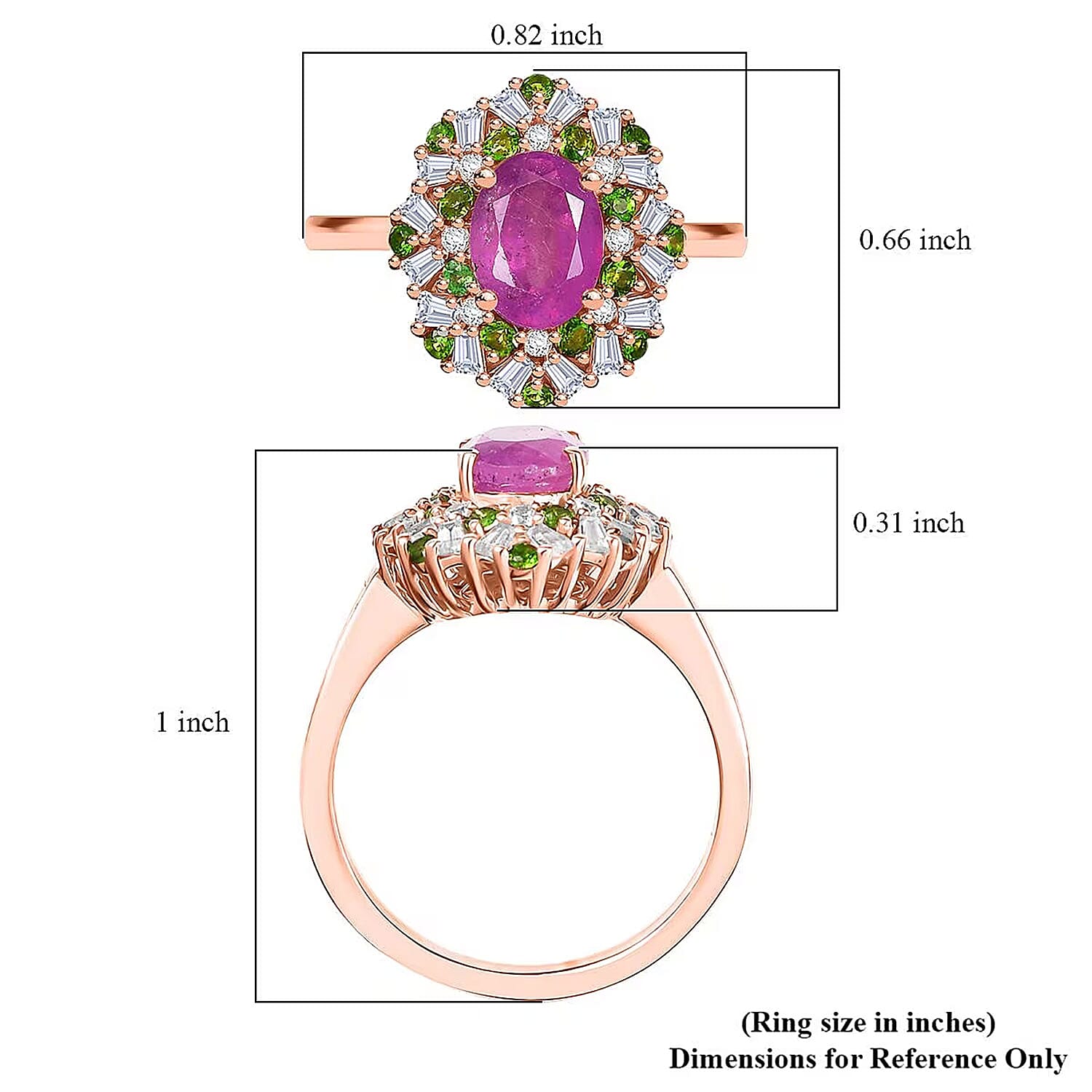 D'Joy Ilakaka Hot Pink Sapphire (FF) and Multi Gemstone 2.90 ctw Blush Blossom Ring in 18K Vermeil Rose Gold Over Sterling Silver (Size 8.0)