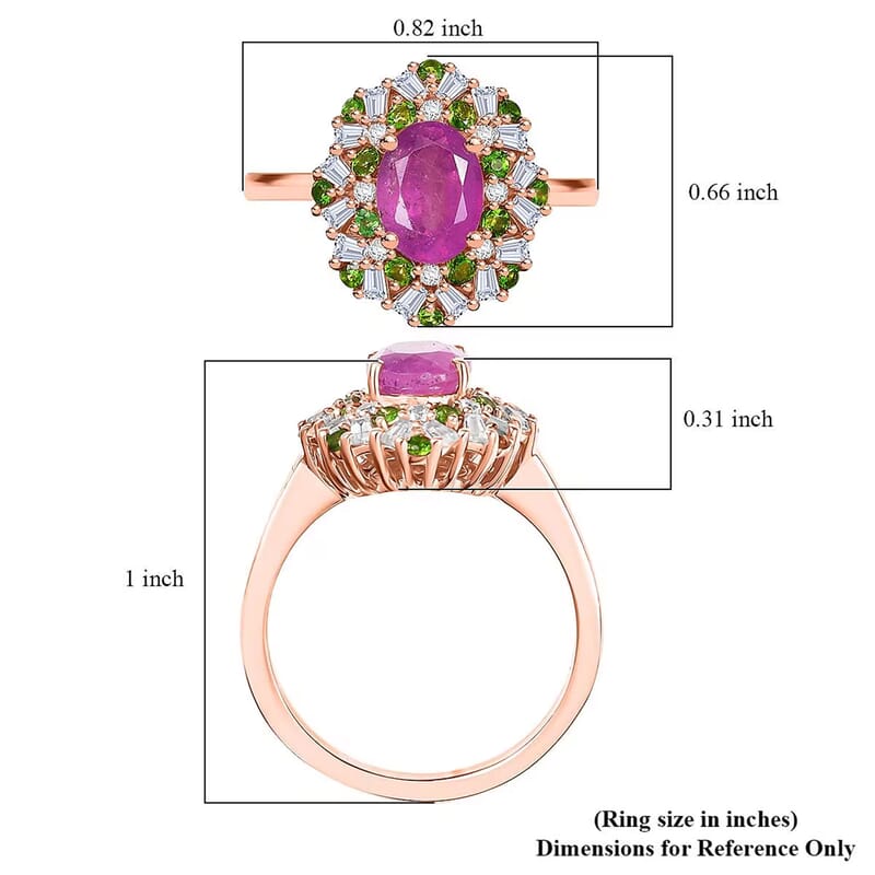 D'Joy Ilakaka Hot Pink Sapphire (FF) and Multi Gemstone 2.90 ctw Blush Blossom Ring in 18K Vermeil Rose Gold Over Sterling Silver (Size 8.0)