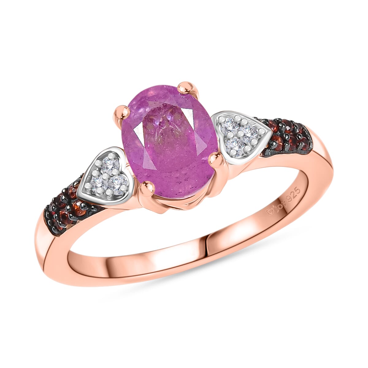 D'Joy Ilakaka Hot Pink Sapphire (FF) and Multi Gemstone 2.10 ctw Starlit Heart Ring in 18K Vermeil Rose Gold Over Sterling Silver (Size 10.0)  image number 0