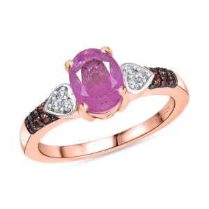 D'Joy Ilakaka Hot Pink Sapphire (FF) and Multi Gemstone 2.10 ctw Starlit Heart Ring in 18K Vermeil Rose Gold Over Sterling Silver (Size 10.0) 