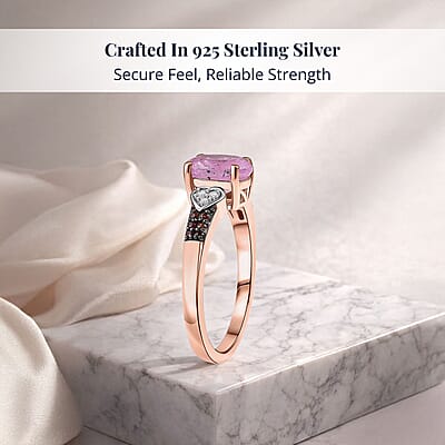 D'Joy Ilakaka Hot Pink Sapphire (FF) and Multi Gemstone 2.10 ctw Starlit Heart Ring in 18K Vermeil Rose Gold Over Sterling Silver (Size 10.0)