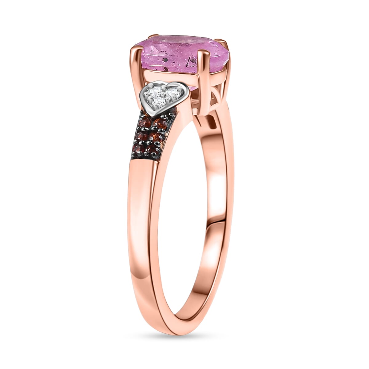 D'Joy Ilakaka Hot Pink Sapphire (FF) and Multi Gemstone 2.10 ctw Starlit Heart Ring in 18K Vermeil Rose Gold Over Sterling Silver (Size 10.0)  image number 3