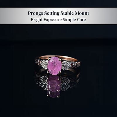 D'Joy Ilakaka Hot Pink Sapphire (FF) and Multi Gemstone 2.10 ctw Starlit Heart Ring in 18K Vermeil Rose Gold Over Sterling Silver (Size 10.0)