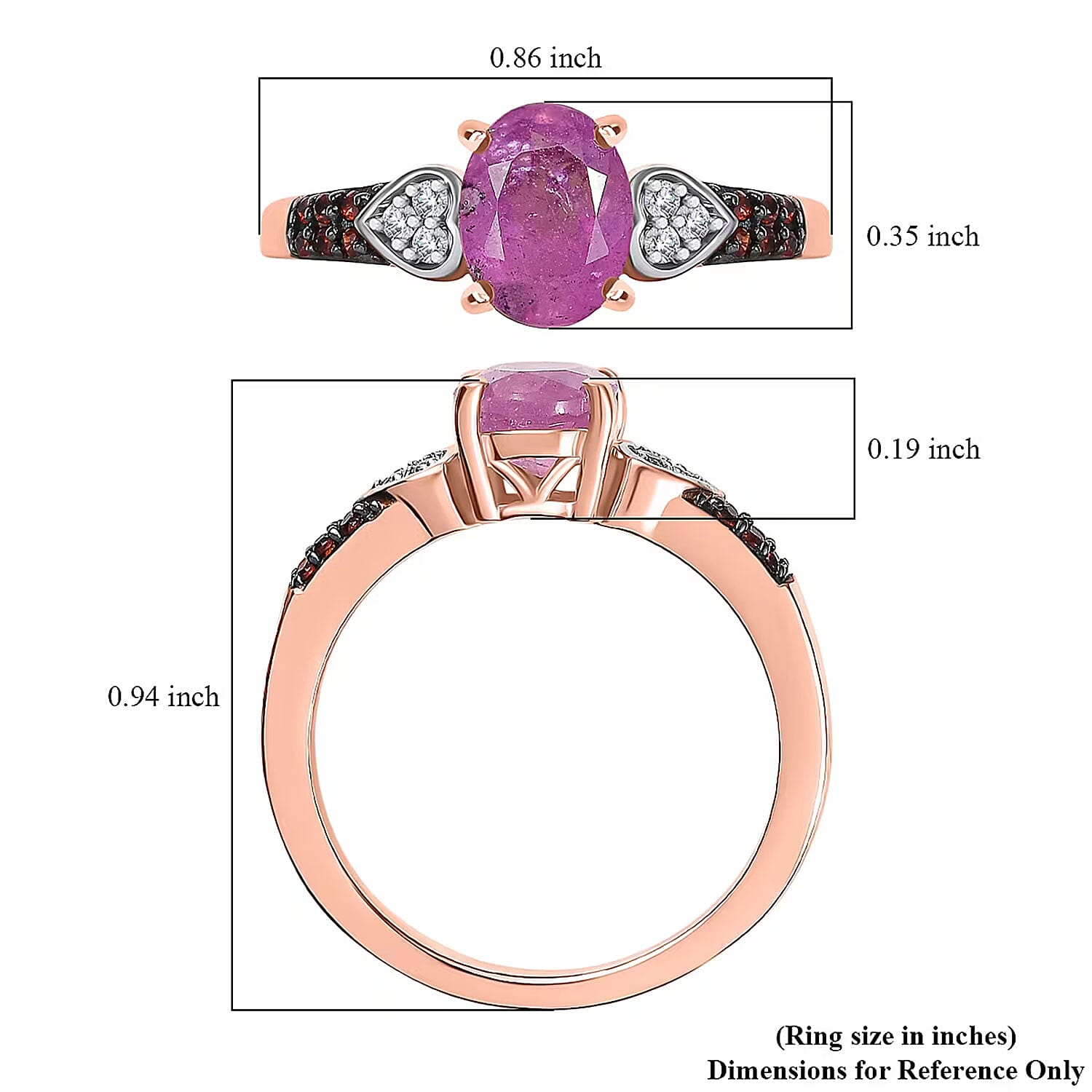 D'Joy Ilakaka Hot Pink Sapphire (FF) and Multi Gemstone 2.10 ctw Starlit Heart Ring in 18K Vermeil Rose Gold Over Sterling Silver (Size 10.0) 