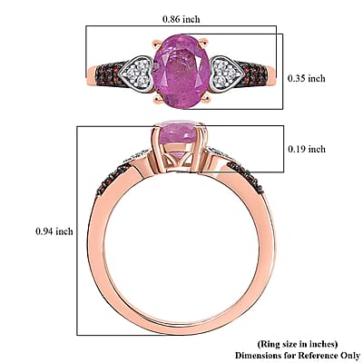 D'Joy Ilakaka Hot Pink Sapphire (FF) and Multi Gemstone 2.10 ctw Starlit Heart Ring in 18K Vermeil Rose Gold Over Sterling Silver (Size 10.0)