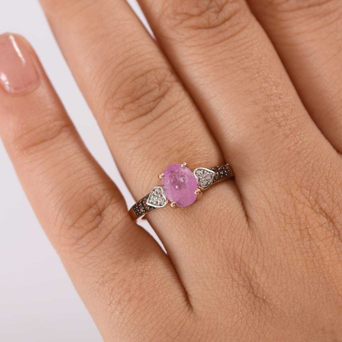 D'Joy Ilakaka Hot Pink Sapphire (FF) and Multi Gemstone 2.10 ctw Starlit Heart Ring in 18K Vermeil Rose Gold Over Sterling Silver (Size 5.0)  image number 2