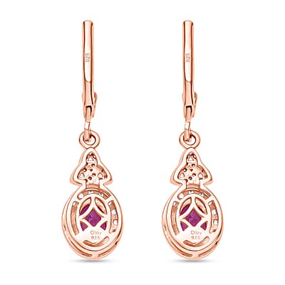 D'Joy Ilakaka Hot Pink Sapphire (FF) and White Zircon 2.85 ctw Eternal Promise Earrings in 18K Vermeil Rose Gold Over Sterling Silver