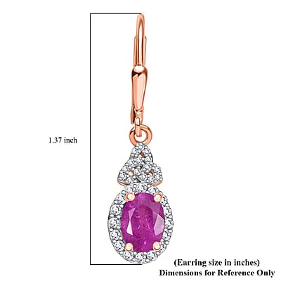 D'Joy Ilakaka Hot Pink Sapphire (FF) and White Zircon 2.85 ctw Eternal Promise Earrings in 18K Vermeil Rose Gold Over Sterling Silver