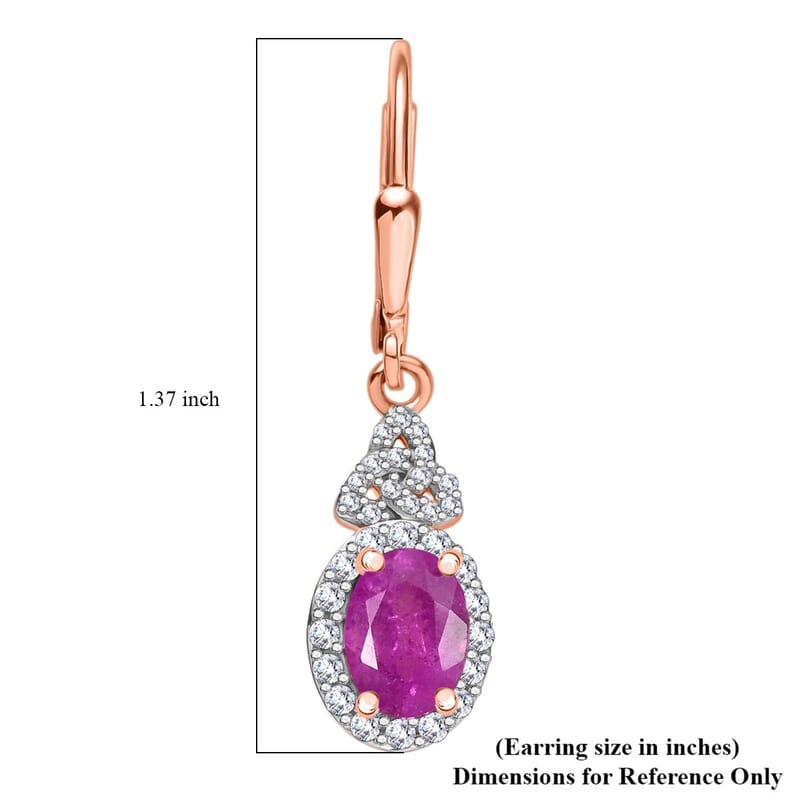 D'Joy Ilakaka Hot Pink Sapphire (FF) and White Zircon 2.85 ctw Eternal Promise Earrings in 18K Vermeil Rose Gold Over Sterling Silver