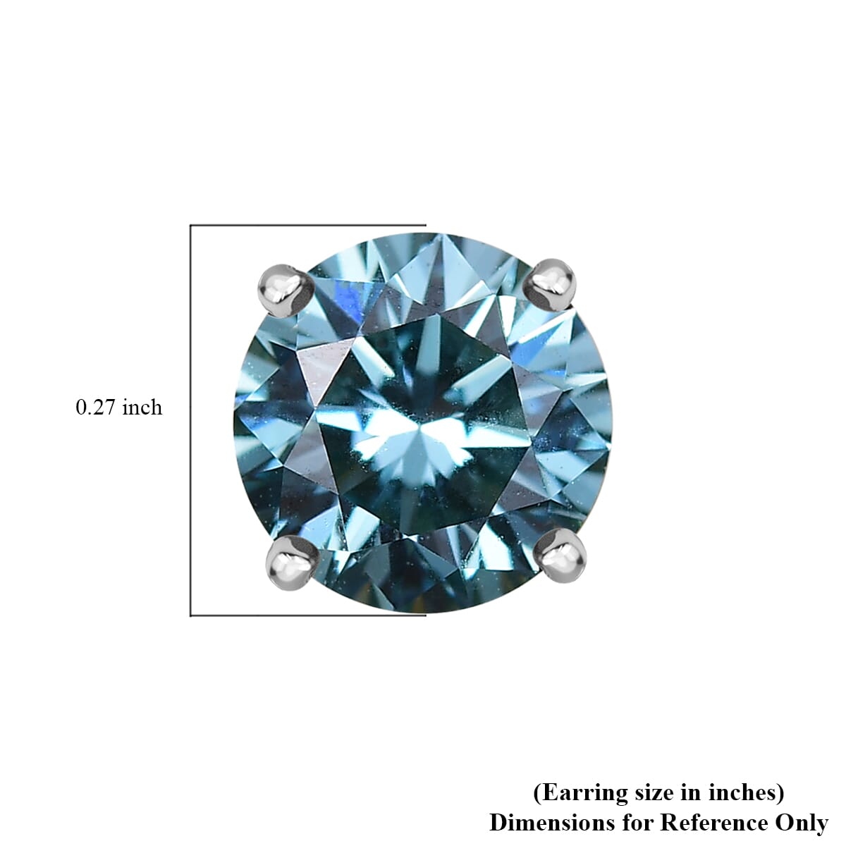 Luxuriant Lab Grown Blue Diamond SI 1.50 ctw Blue Moon Stud Earrings in Rhodium Over Sterling Silver  image number 5