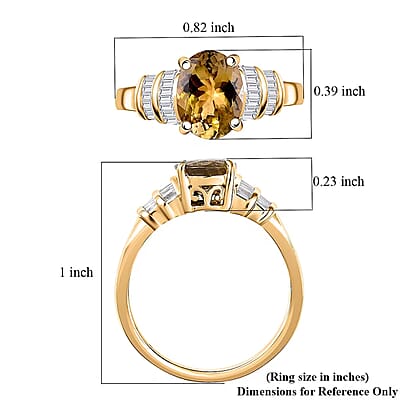 Luxoro 10K Yellow Gold Premium Golden Tanzanite, White Diamond (I2) (0.22 cts) Paper Swirls Ring (Size 5.0) 2.40 ctw