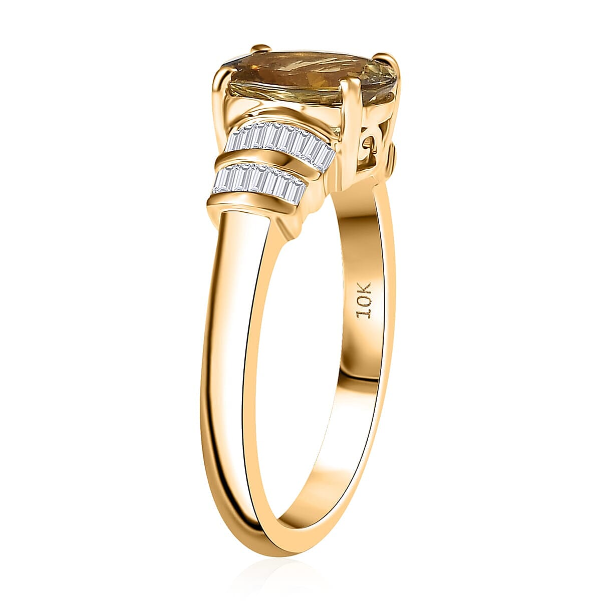 Luxoro 10K Yellow Gold Premium Golden Tanzanite, White Diamond (I2) (0.22 cts) Paper Swirls Ring (Size 5.5) 2.40 ctw image number 3