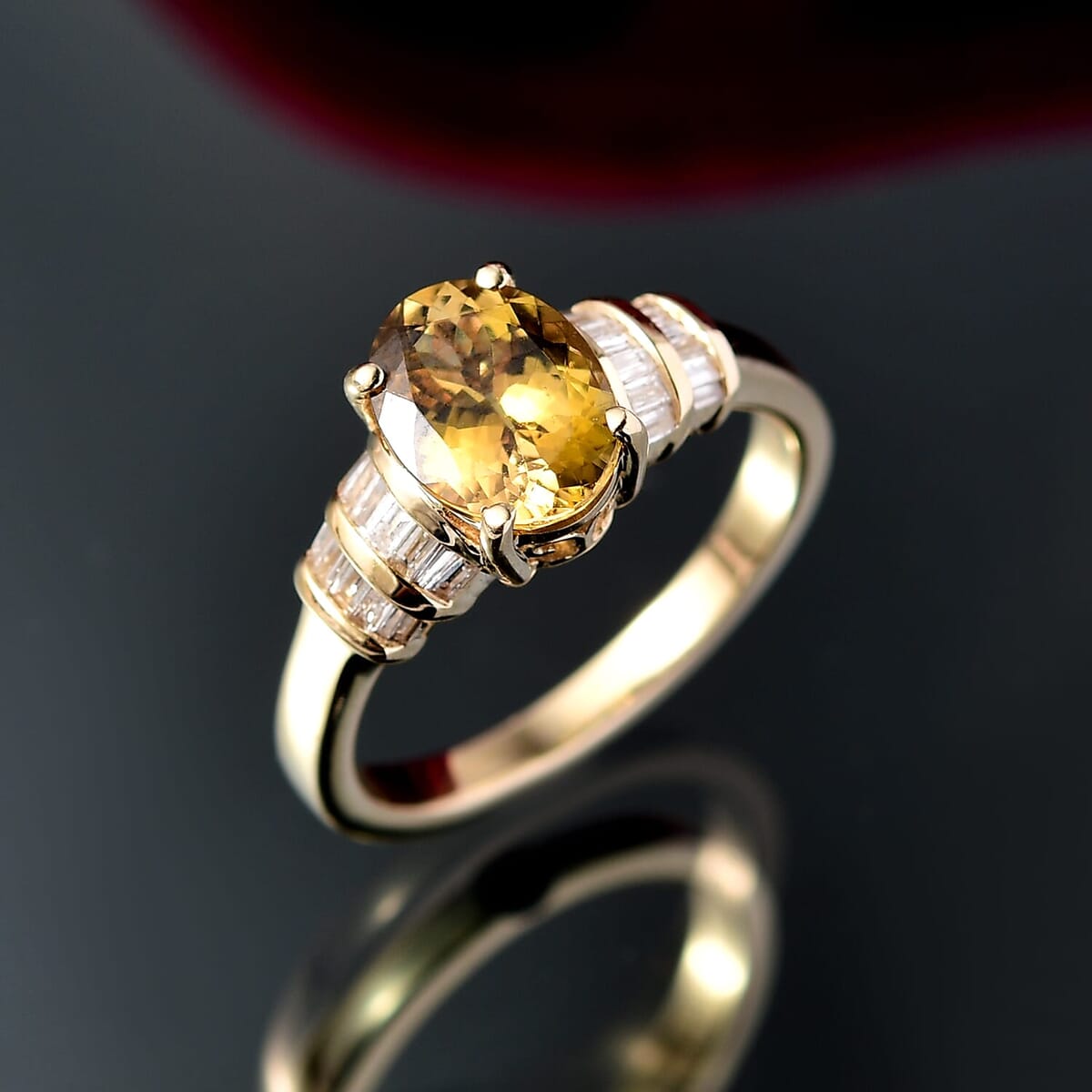 Luxoro Premium Golden Tanzanite and I2 Diamond 2.40 ctw Golden Hour Ring in 10K Yellow Gold (Size 6.0)  image number 1