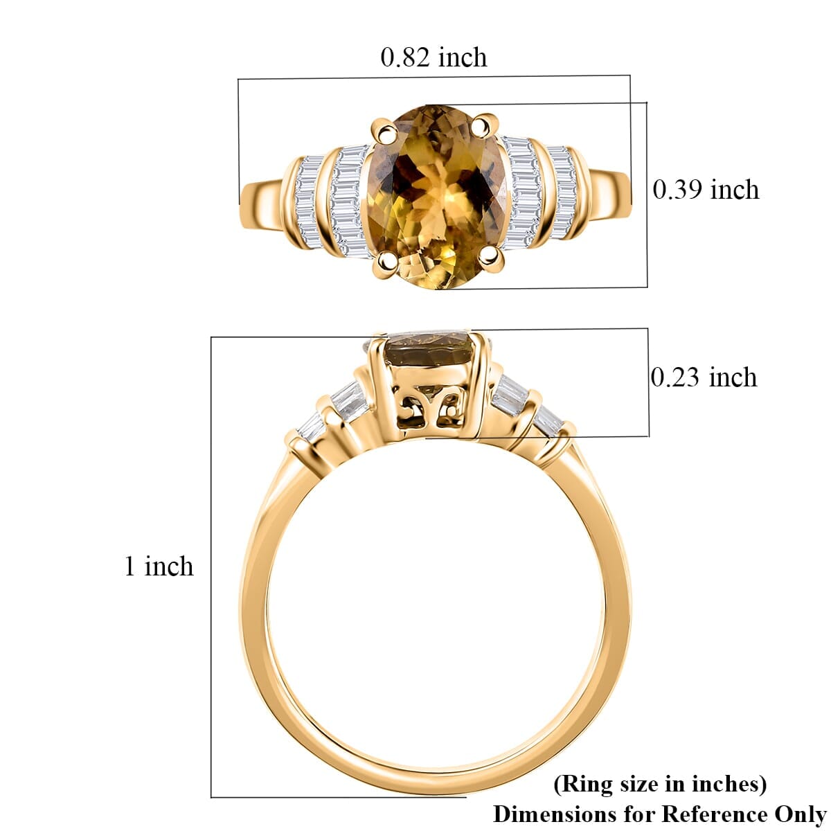 Luxoro Premium Golden Tanzanite and I2 Diamond 2.40 ctw Golden Hour Ring in 10K Yellow Gold (Size 6.0)  image number 5