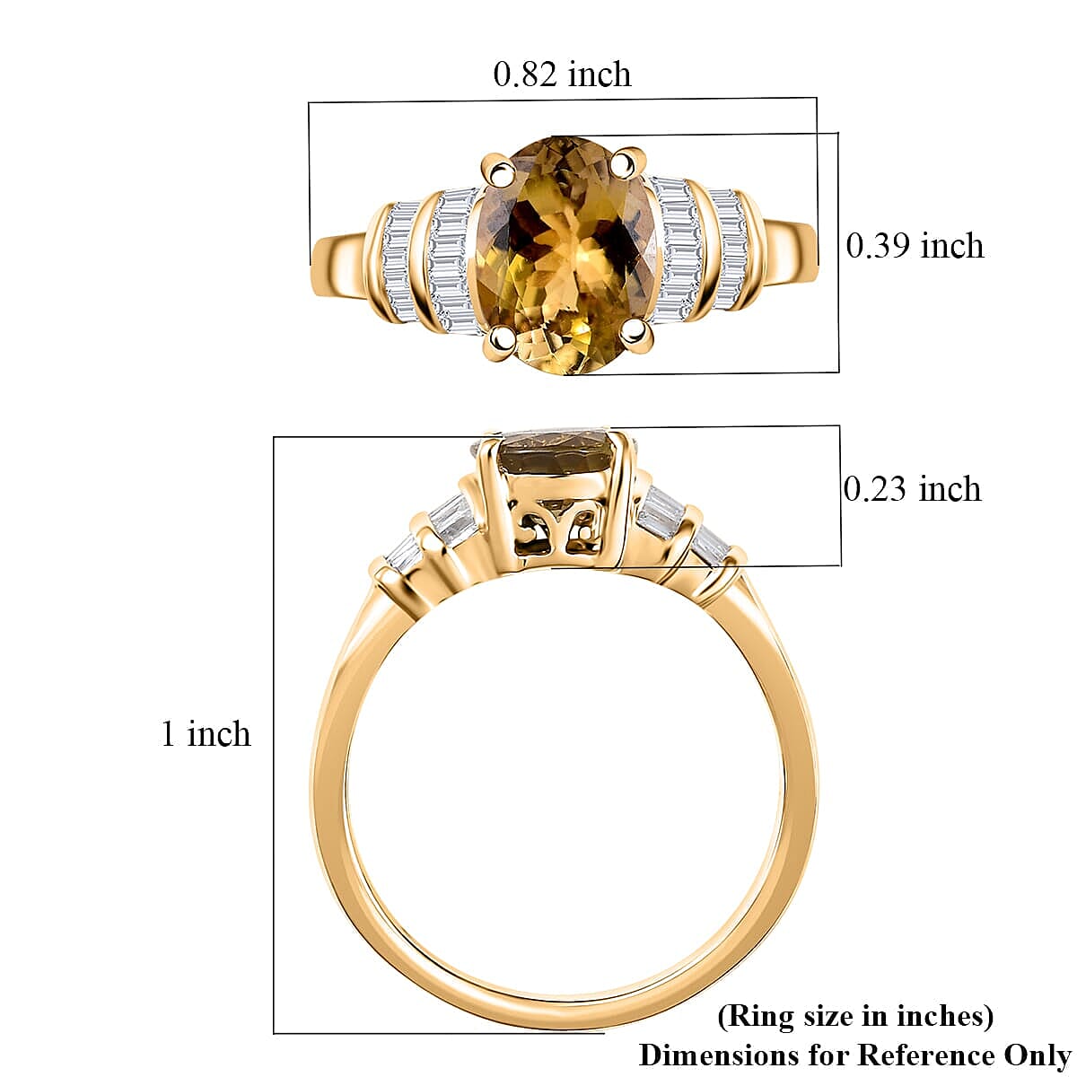 Luxoro 10K Yellow Gold Premium Golden Tanzanite, White Diamond (I2) (0.22 cts) Paper Swirls Ring (Size 6.5) 2.40 ctw image number 5