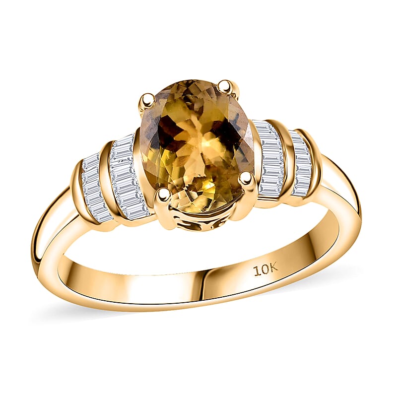 Luxoro Premium Golden Tanzanite and I2 Diamond 2.40 ctw Golden Hour Ring in 10K Yellow Gold (Size 7.0)