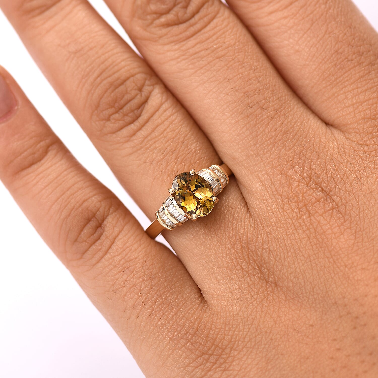 Luxoro Premium Golden Tanzanite and I2 Diamond 2.40 ctw Golden Hour Ring in 10K Yellow Gold (Size 7.0)