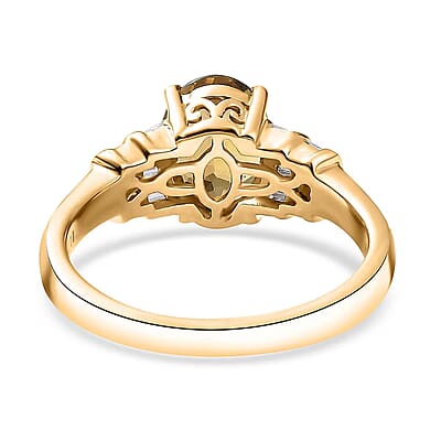 Luxoro Premium Golden Tanzanite and I2 Diamond 2.40 ctw Golden Hour Ring in 10K Yellow Gold (Size 7.0)