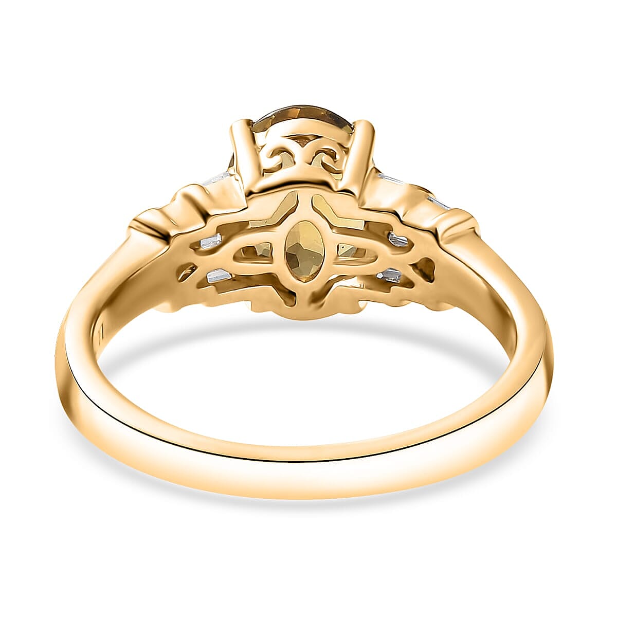 Luxoro 10K Yellow Gold Premium Golden Tanzanite, White Diamond (I2) (0.22 cts) Paper Swirls Ring (Size 8.5) 2.40 ctw image number 4