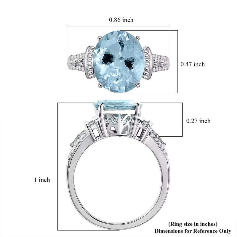 Luxoro Premium Mangoro Aquamarine and I2 Diamond 4.27 ctw Ocean Whisper Ring in 10K White Gold (Size 6.0)