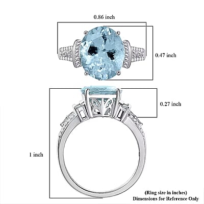 Luxoro Premium Mangoro Aquamarine and I2 Diamond 4.27 ctw Ocean Whisper Ring in 10K White Gold (Size 8.0)