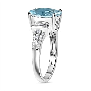 Luxoro Premium Mangoro Aquamarine and I2 Diamond 4.27 ctw Ocean Whisper Ring in 10K White Gold (Size 9.0) 