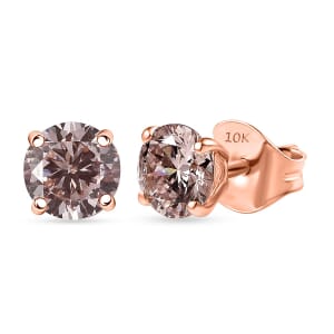 Luxuriant Lab Grown Pink Diamond VS 1.00 ctw Solitaire Stud Earrings in 10K Rose Gold