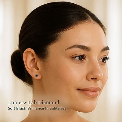 Luxuriant Lab Grown Pink Diamond (IR) VS 1.00 ctw Solitaire Stud Earrings in 10K Rose Gold