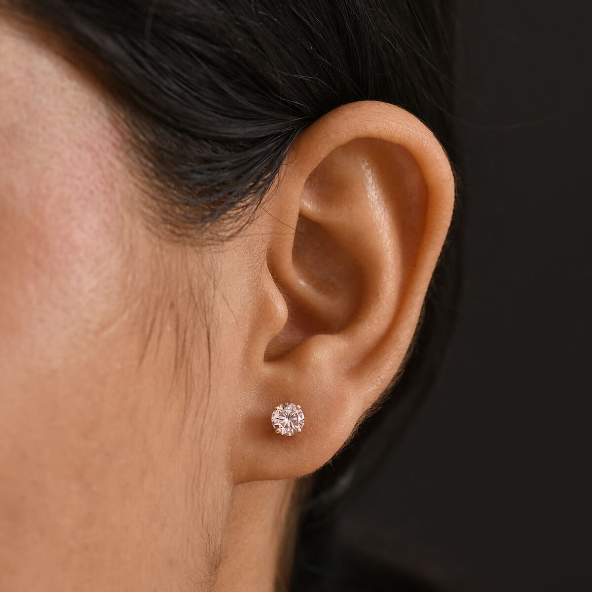 Luxuriant Lab Grown Pink Diamond VS 1.00 ctw Solitaire Stud Earrings in 10K Rose Gold image number 2
