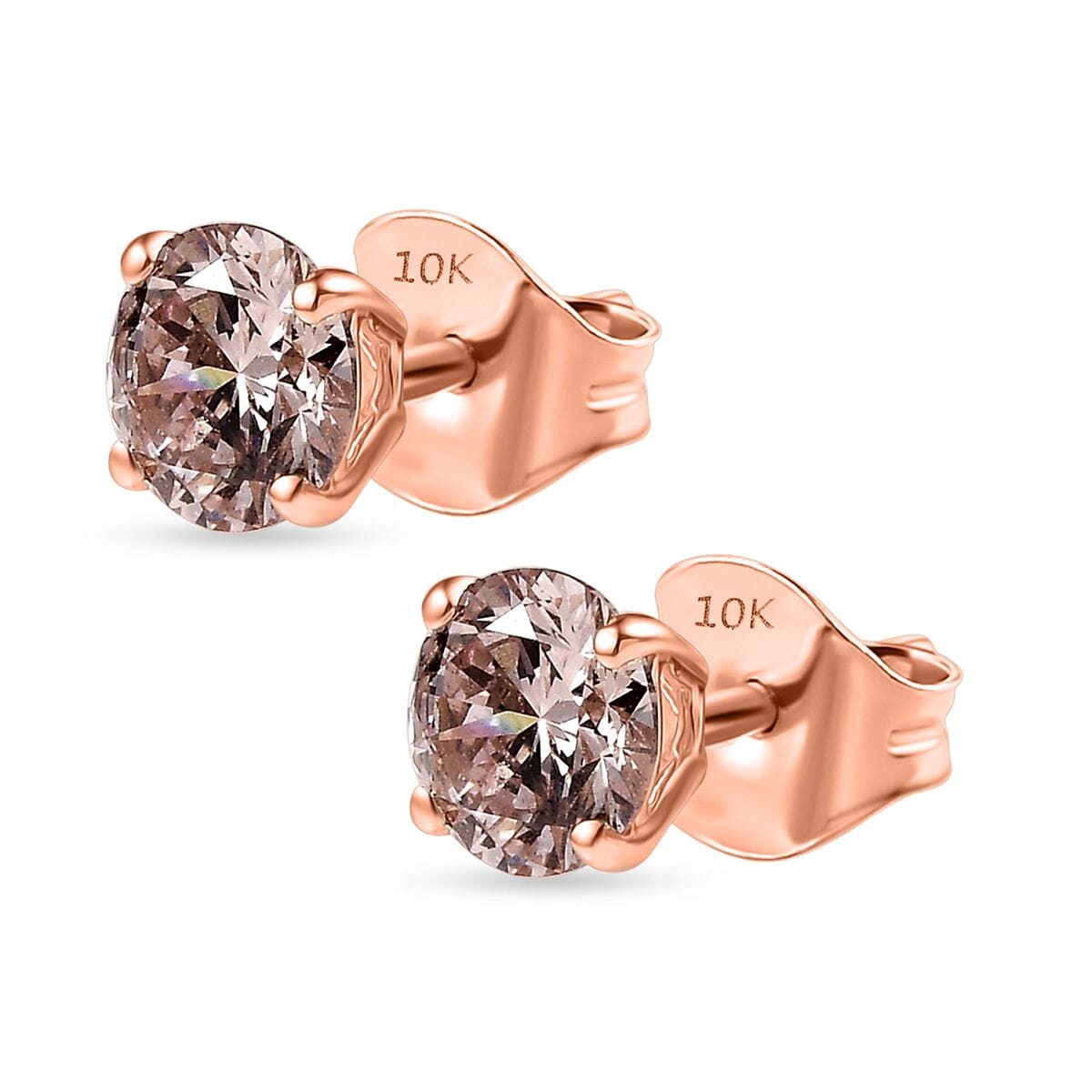 Luxuriant Lab Grown Pink Diamond VS 1.00 ctw Solitaire Stud Earrings in 10K Rose Gold image number 3