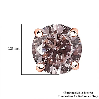 Luxuriant Lab Grown Pink Diamond (IR) VS 1.00 ctw Solitaire Stud Earrings in 10K Rose Gold