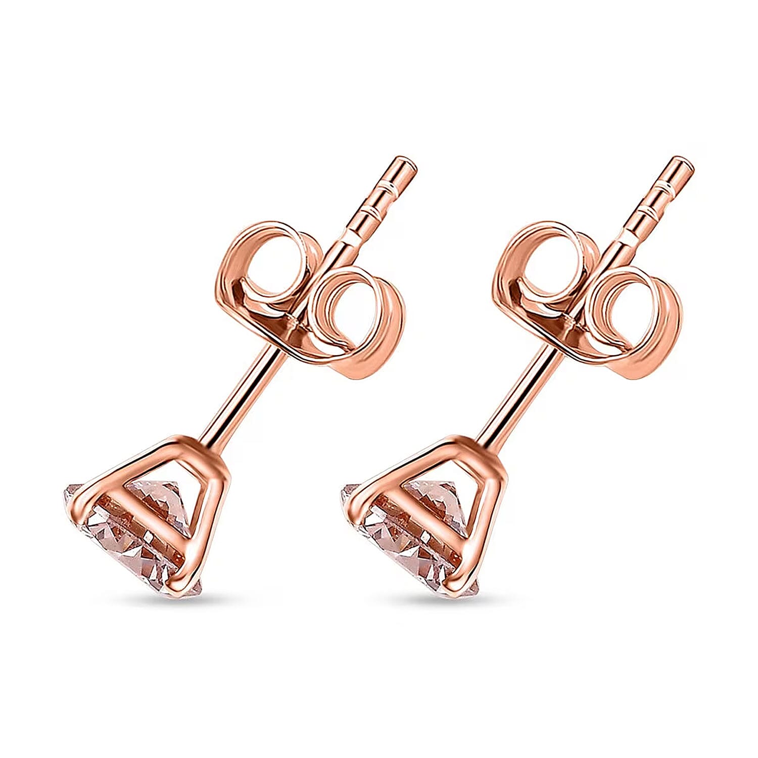 Luxuriant Lab Grown Pink Diamond (IR) VS 1.00 ctw Solitaire Stud Earrings in 10K Rose Gold